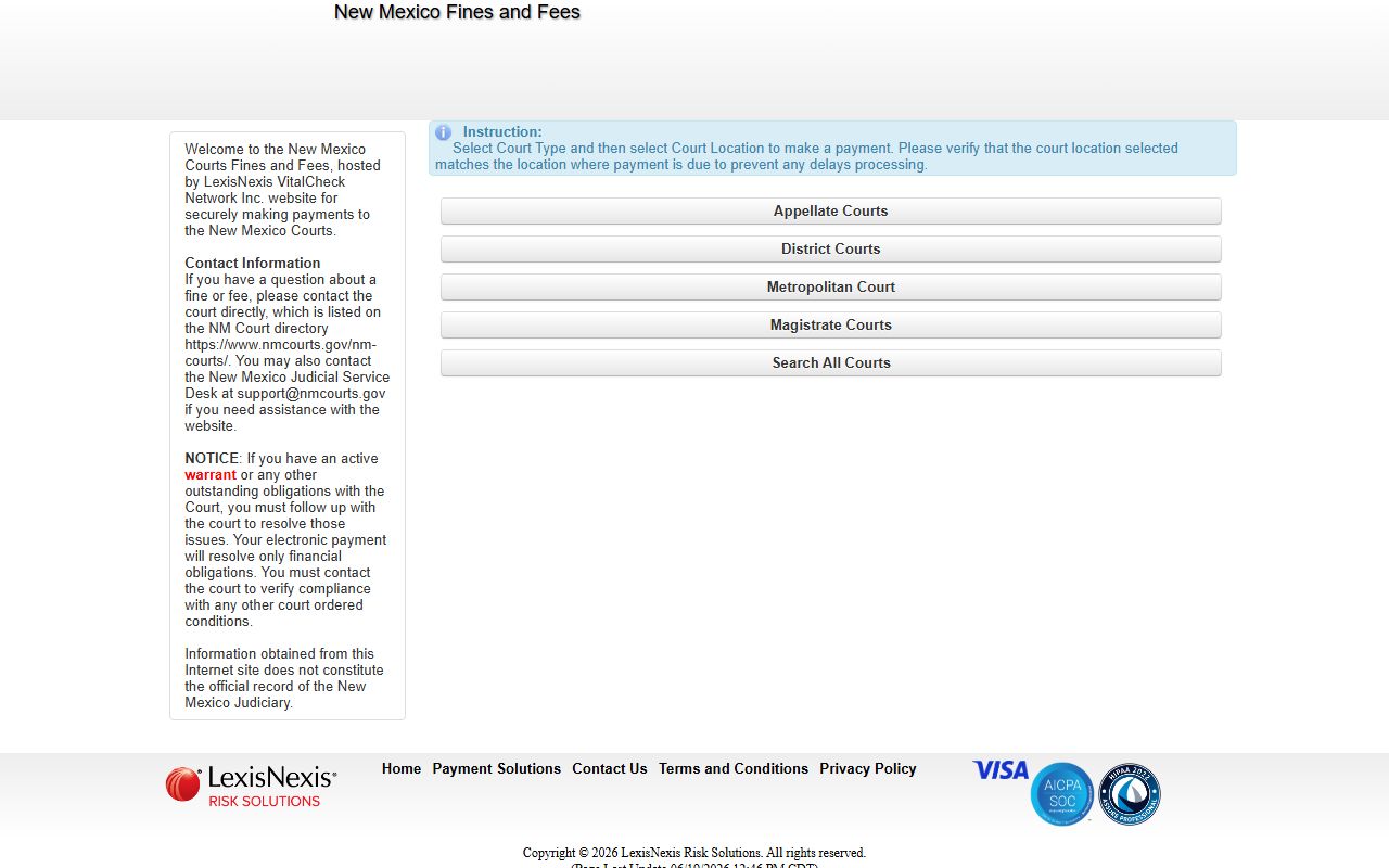 Curry County District Court fines and fees portal records