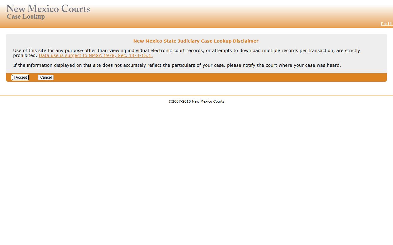 Curry County court records Case Lookup application