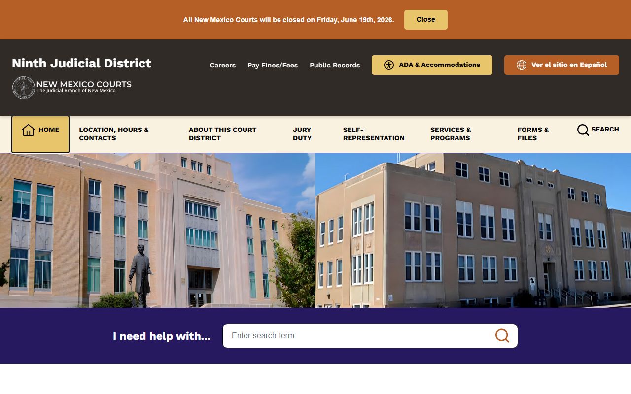 Curry County court records Ninth Judicial District homepage